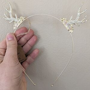 Gold Antler Headband with Rhinestones